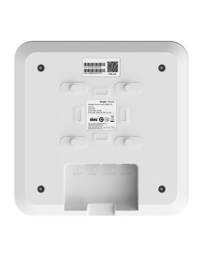 ruijie REYEE ACCESS POINT AX3200 1 PORT 1GBIT + 1 PORT 25GBIT | WI-FI 6 - 80211AX - 3202MBPS | ZASILANY POE | SUFITOWY główny