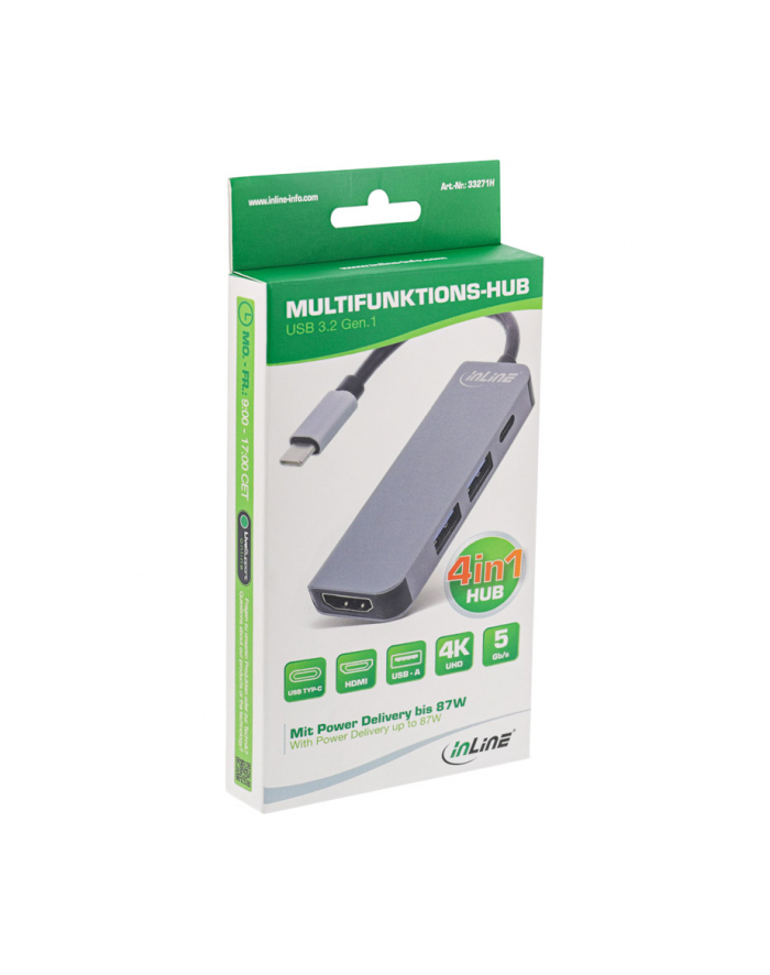 Koncentrator wielofunkcyjny InLine USB 32, 1x USB-C, 2x USB-A, HDMI, główny