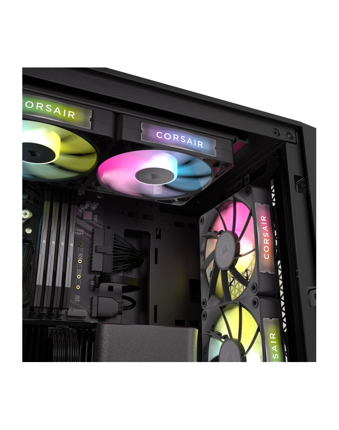 Corsair iCUE LINK RX120 RGB Series, 3-pak wentylatorów PWM - 120 mm, czarny główny
