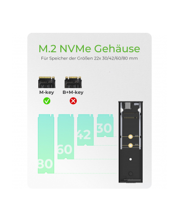 Raidsonic | Zewnętrzna skrzynka Icy Box M2 NVMe | USB 32 Type-C drugiej generacji | Obudowa do przechowywania