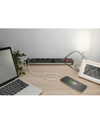 trackr Listwa zasilająca biurowa 45° 6 gniazd 2xUSB-A 1xU SB-C (5V/3,4A) obrót 180° z zaciskiem na blat