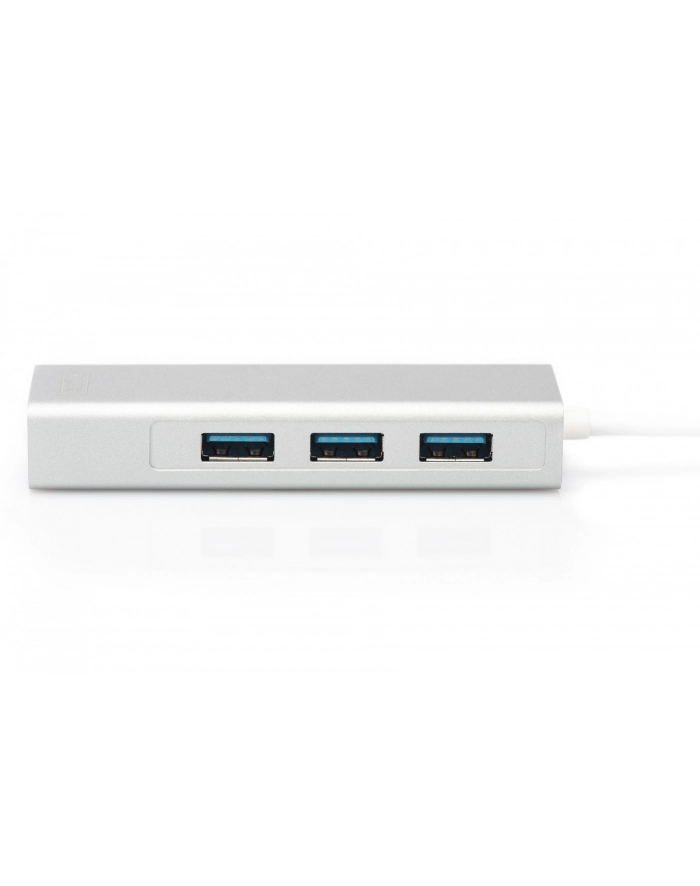 digitus HUB 3-portowy USB Typ C 30 HighSpeed z LANGigabit LAN adapter, aluminium główny