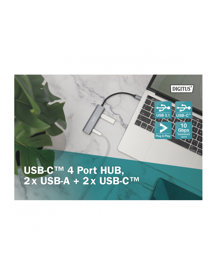 digitus USB-C 4 PORT HUB/2X USB A + 2X USB-C główny