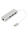 digitus HUB 3-portowy USB Typ C 30 HighSpeed z LANGigabit LAN adapter, aluminium - nr 20