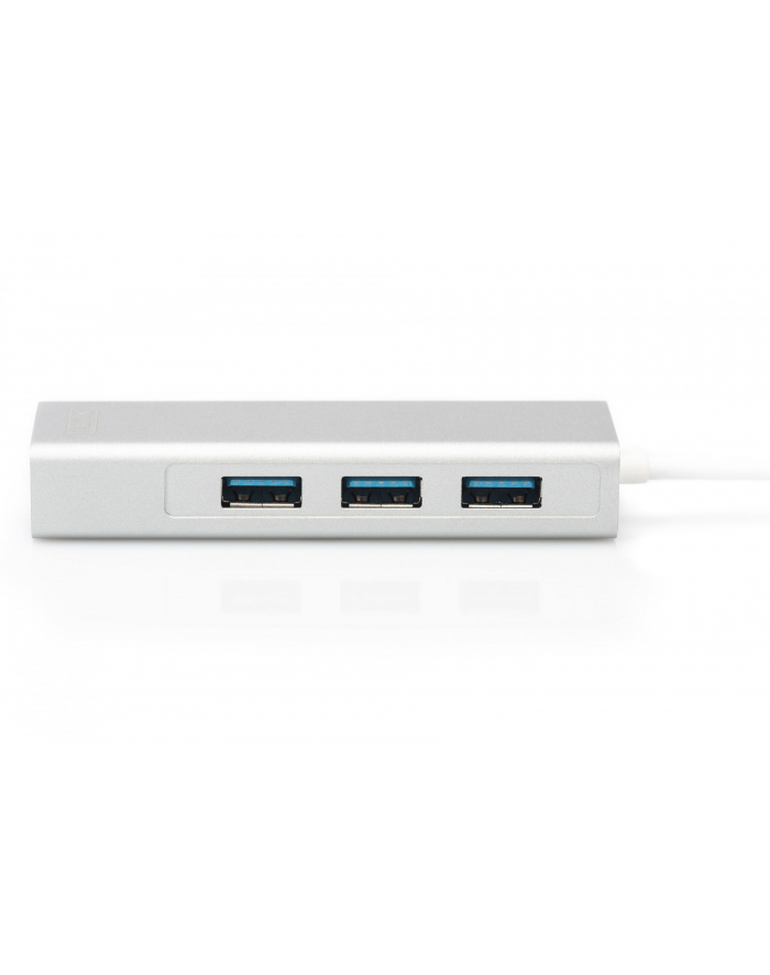 digitus HUB 3-portowy USB Typ C 30 HighSpeed z LANGigabit LAN adapter, aluminium główny