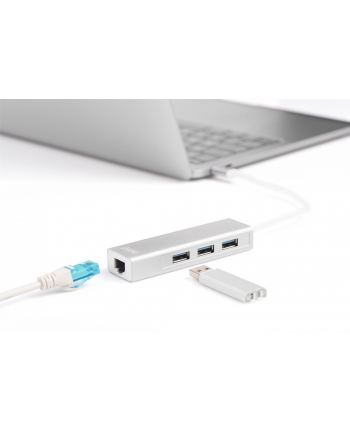digitus HUB 3-portowy USB Typ C 30 HighSpeed z LANGigabit LAN adapter, aluminium nr 2