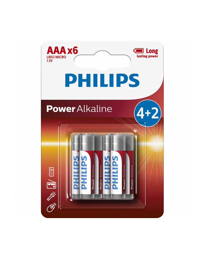 Bateria PHILIPS LR03 Power Alkaline op6szt cena za op główny