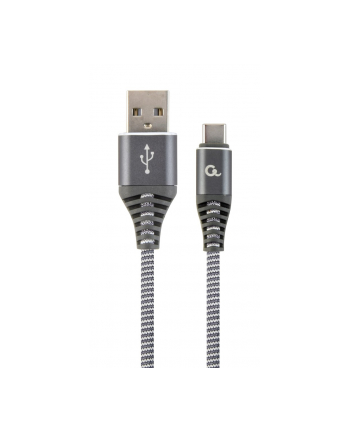 Kabel USB 20 - typ C(AM/CM) oplot tekstylny 2m grafitowo-biały Gembird