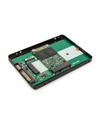 digitus Adapter na dysk SATA HDD 2,5''; M2/mSATA3,6 Gbit/s, zapis do 520 MB/s aluminiowa