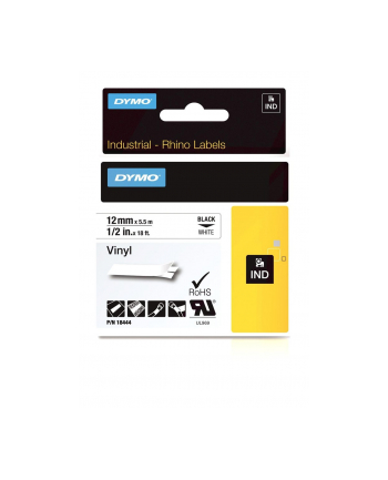 dymo RHINO TAPE VINYL 12MM/55M/BLACK ON WHITE