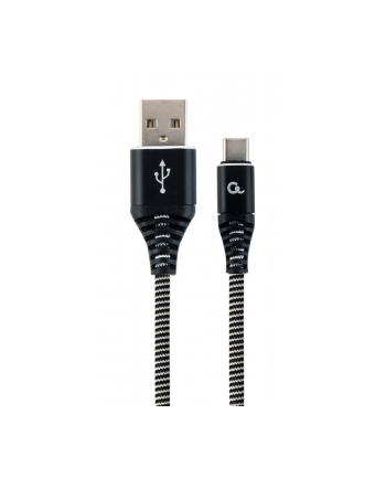 Kabel USB 20 - typ C (AM/CM) oplot tekstylny 1m czarno-biały Gembird