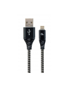 Kabel USB 20 (AM/microUSB M) 1m oplot tekstylny czarno-biały Gembird - nr 1