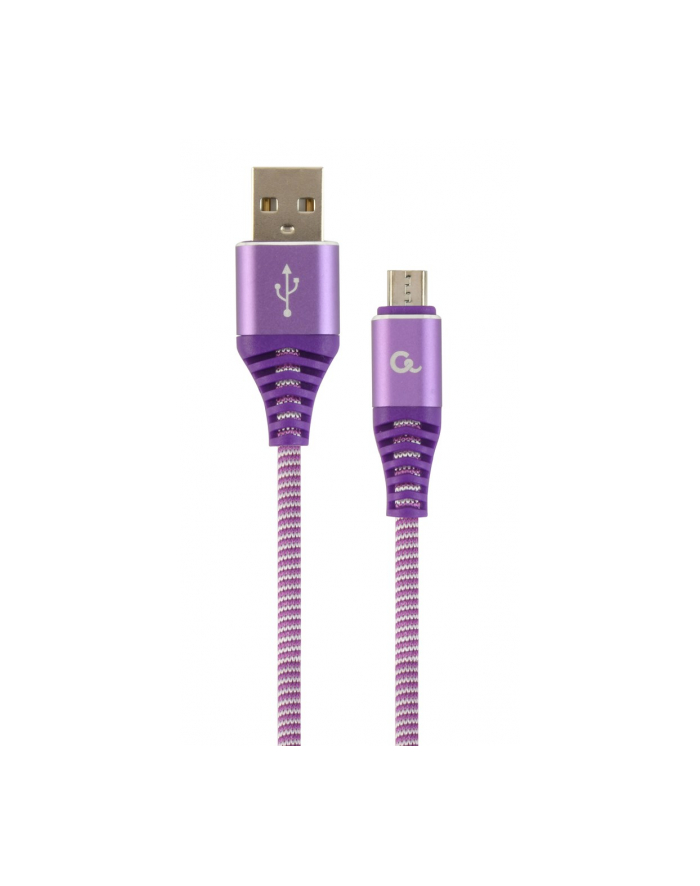 Kabel USB 20 (AM/microUSB M) 1m oplot tekstylny purpurowo-biały Gembird główny