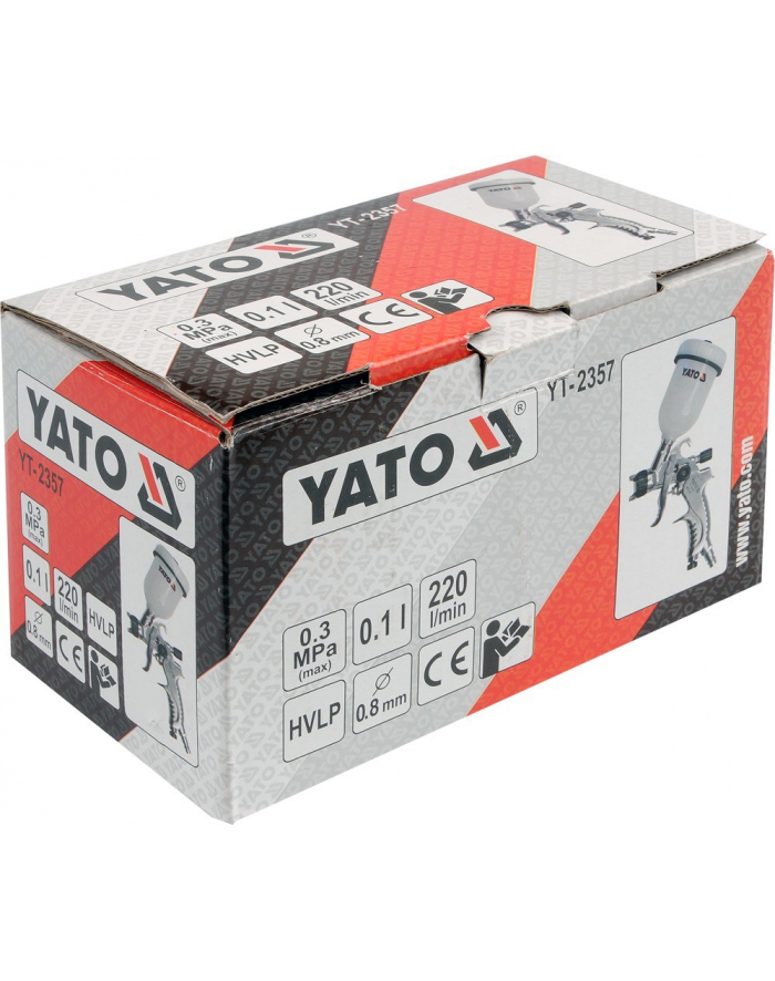 YATO PISTOLET LAKIERNICZY Z GÓRNYM ZBIORNIKIEM HVLP 0,8mm 0,1L 2357 główny
