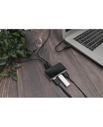 digitus HUB 4-portowy USB 20 HighSpeed aktywny, czarno-srebrny