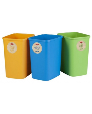 CURVER ZESTAW KOSZY 3X25L ECO FRIENDLY   /NIEBIESKI, ZIELONY, ŻÓŁTY