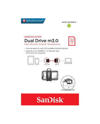 SANDISK ULTRA DUAL DRIVE M30/32GB GREY/SILVER 130 MB/S