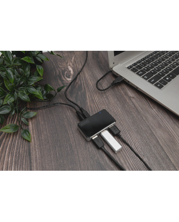 digitus HUB 4-portowy USB 20 HighSpeed aktywny, czarno-srebrny