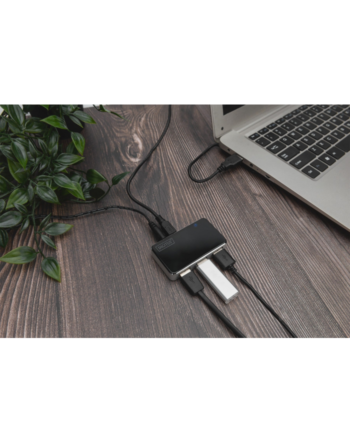digitus HUB 4-portowy USB 20 HighSpeed aktywny, czarno-srebrny główny