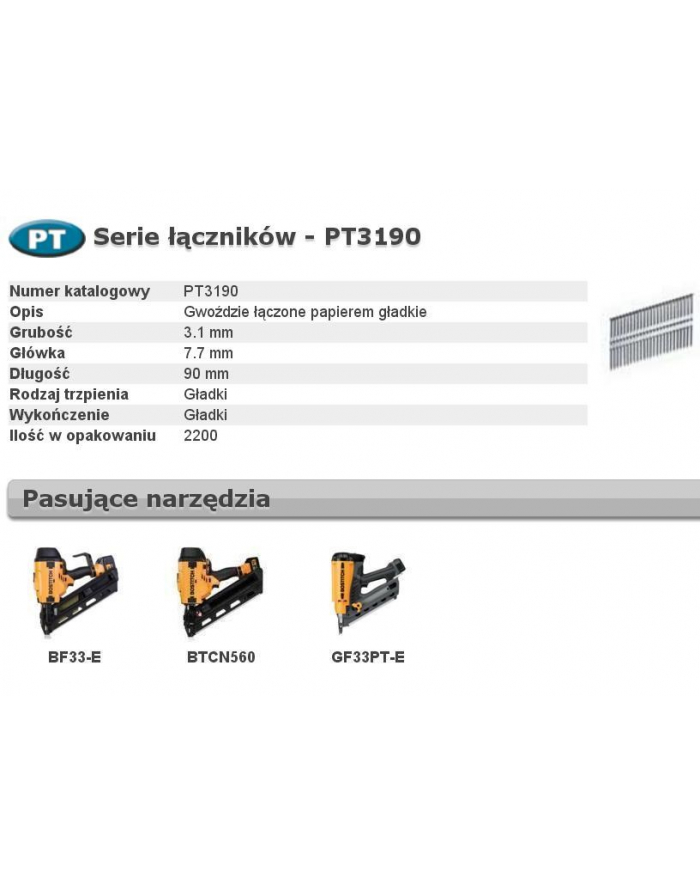 BOSTITCH GWOŹDZIE PT 33` 3,1 x 90mm 2200 szt główny