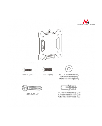 Uchwyt do telewizora Maclean, max VESA 100x100, 13-27'';, 20kg, czarny, MC-596 nr 1