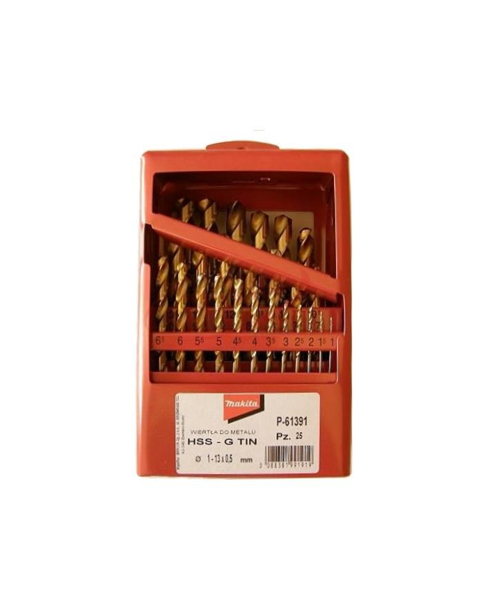 makita ZESTAW WIERTEŁ TYTAN HSS-G TIN 25szt 1-13mm główny