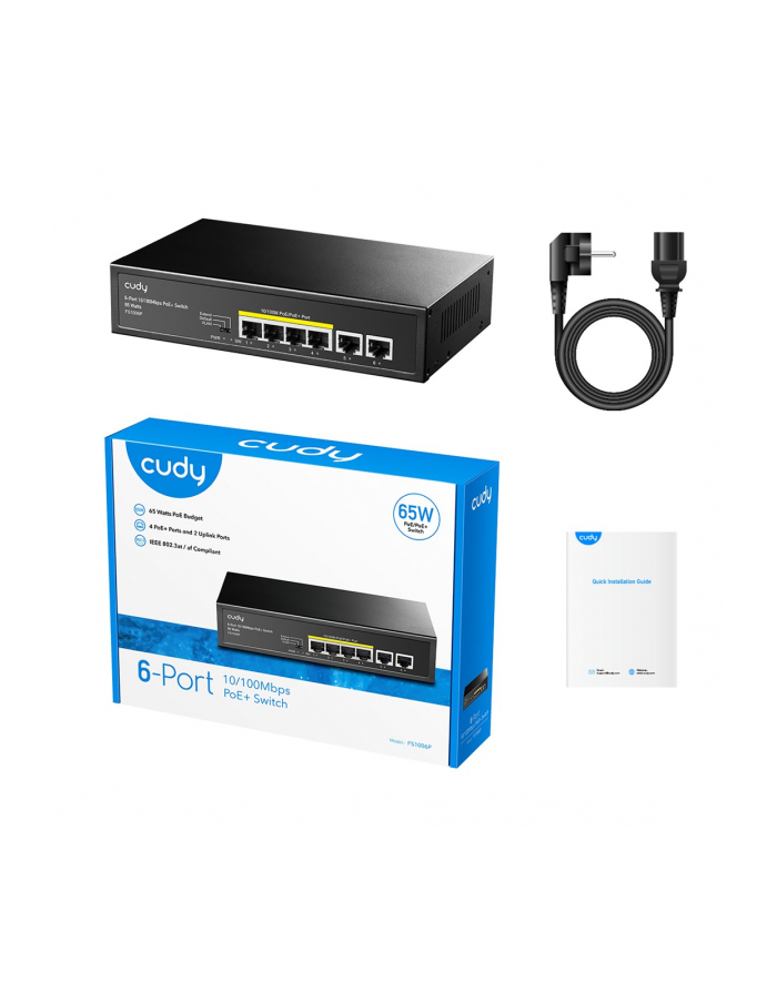 PoE+ Switch Cudy 60W 6-Port 10/100M główny