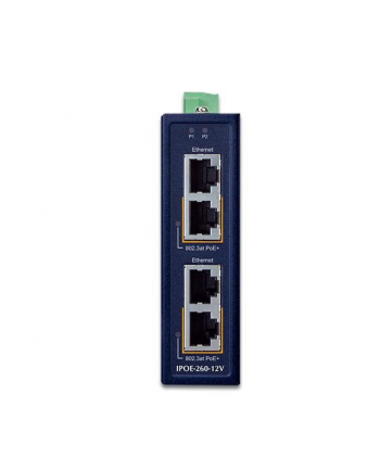 PLANET Industrial 2-port 10/100/1000T Gigabit Ethernet (10/100/1000) Obsługa PoE Niebieski