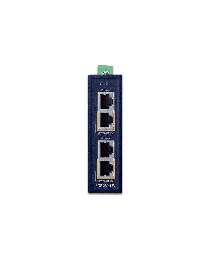 PLANET Industrial 2-port 10/100/1000T Gigabit Ethernet (10/100/1000) Obsługa PoE Niebieski główny
