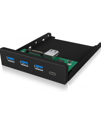 raidsonic ICY-BOX 3,5''; Panel przedni 4-portowy port USB 30, 3x Type-A, 1x Type-C czarny Wymaga (dodatkowego) 20-pinowego złącza USB 3