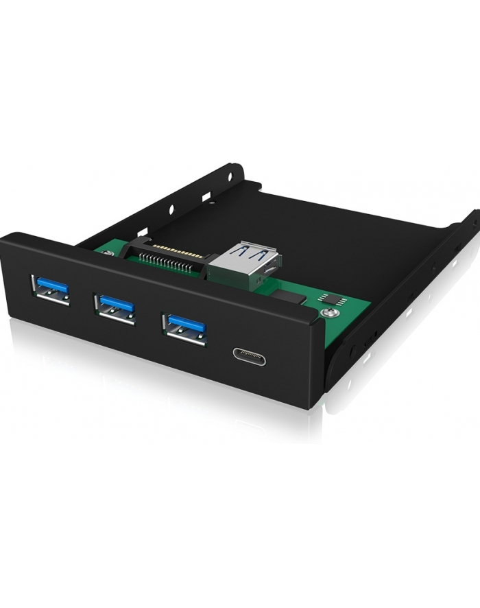 raidsonic ICY-BOX 3,5''; Panel przedni 4-portowy port USB 30, 3x Type-A, 1x Type-C czarny Wymaga (dodatkowego) 20-pinowego złącza USB 3 główny