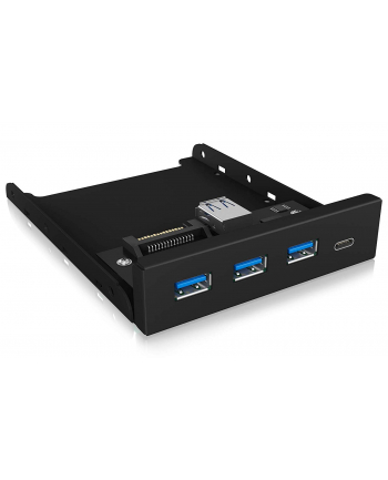 raidsonic ICY-BOX 3,5''; Panel przedni 4-portowy port USB 30, 3x Type-A, 1x Type-C czarny Wymaga (dodatkowego) 20-pinowego złącza USB 3