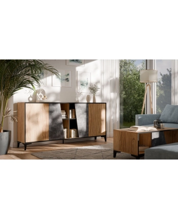 cama meble Komoda 4D OVO 180x38xH83 dąb/beton