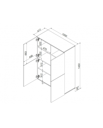 cama meble Komoda 4D ALMA 100x41,5xH145 kaszmir