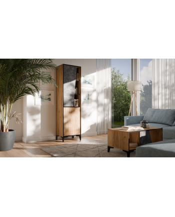 cama meble Regał 2D OVO 50x38xH182,5 dąb/beton