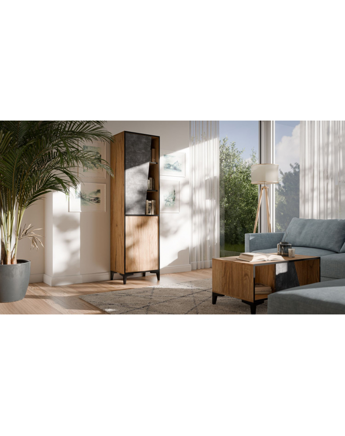 cama meble Regał 2D OVO 50x38xH182,5 dąb/beton główny