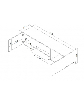 cama meble Szafka RTV 2D2S ALMA 180x41,5xH55 kaszmir
