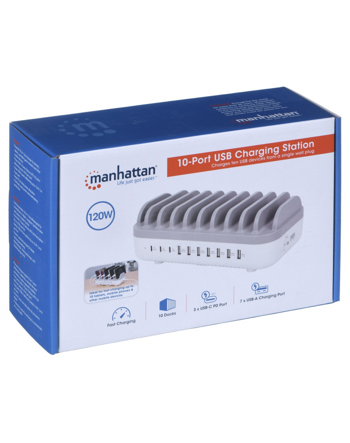 manhattan 10-Portowa Stacja Ładująca USB 120W 3x USB-C PD 7x USB-A główny