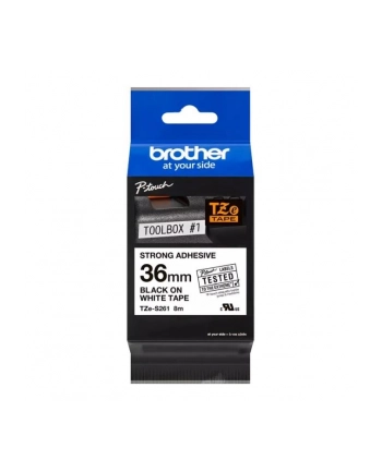bczerwonyher TZE-S261 LAMINATED TAPE 36 MM/BLACK ON WHITE / EXTRA STRONG