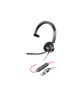 Poly Blackwire 3310 Monaural Microsoft Teams Certified USB-C Headset +USB-C/A Adapter