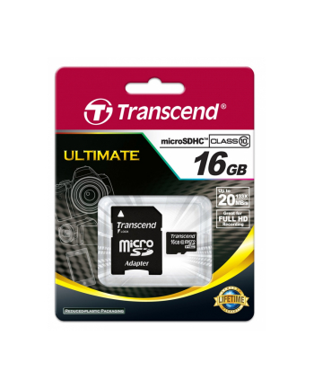 Transcend karta pami臋ci Micro SDHC 16GB Class 10 + Adapter