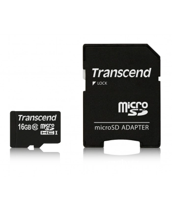 Transcend karta pamięci Micro SDHC 16GB Class 10 + Adapter