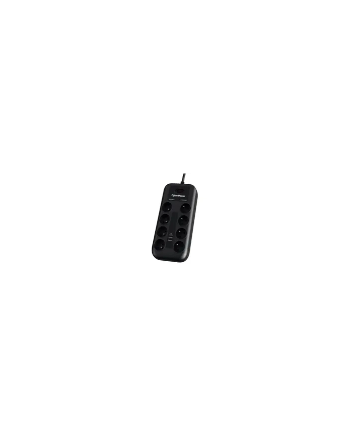 CyberPower Tracer III P0820SUF0-FR ochrona przeciwprzepięciowa Czarny 8 x gniazdo sieciowe 200 - 250 V 1,8 m główny