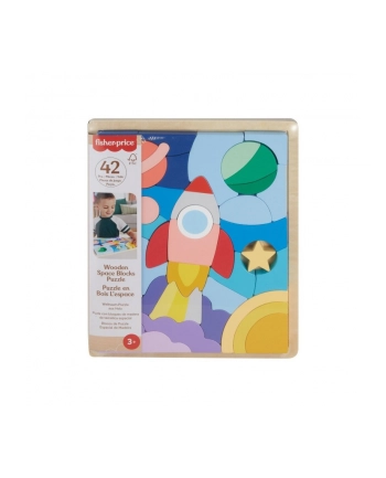 fisher price Puzzle drewniane 42 elementy Kosmos
