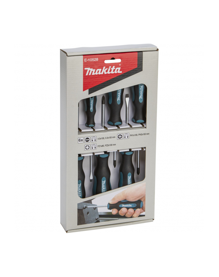 MAKITA ZESTAW WKRĘTAKÓW  6szt  (SL4,0 x 100 / SL5,5 x 100 / PH1 x 100 / PH2 x 100 / PZ1 x 80 / PZ2 x 100) główny