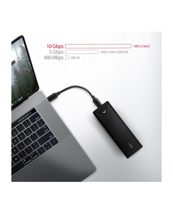 axagon EEM2-UB2 Obudowa zewnętrzna aluminiowa, USB-C 3.2 Gen 2 - M.2 NVMe SSD, długość 42 do 80 mm Czarna