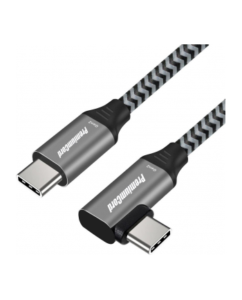 PREMIUMCORD  KABEL POŁĄCZENIOWY USB-C 3.2 GEN 2X2 Z ZAKRZYWIONĄ WTYCZKĄ, KABEL DANYCH SUPERSPEED DO 20 GBIT/S, KABEL ŁADUJĄCY DO 5A, ZŁĄCZE USB 3.2 GE