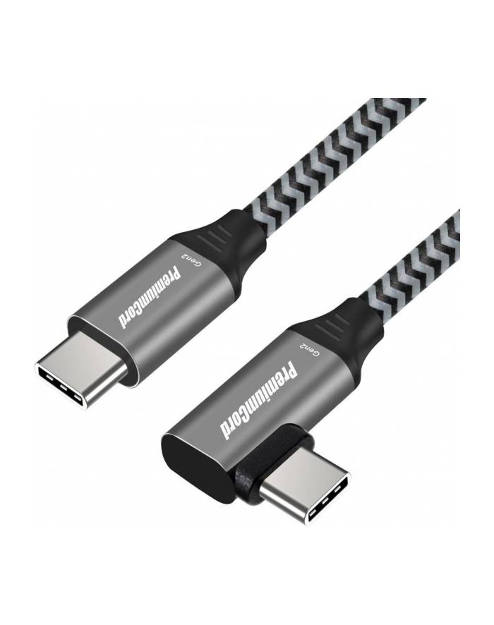 PREMIUMCORD  KABEL POŁĄCZENIOWY USB-C 3.2 GEN 2X2 Z ZAKRZYWIONĄ WTYCZKĄ, KABEL DANYCH SUPERSPEED DO 20 GBIT/S, KABEL ŁADUJĄCY DO 5A, ZŁĄCZE USB 3.2 GE główny