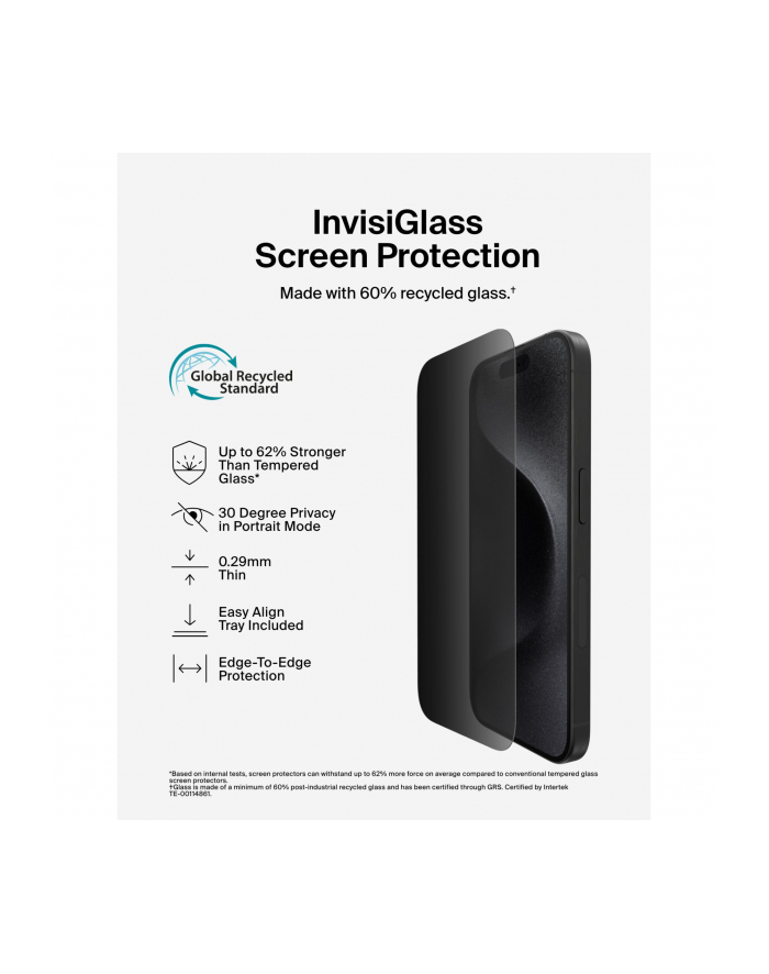 belkin Szkło ochronne ScreenForce Invisiglass Privacy iPhone 16 pro główny