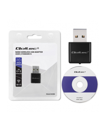 qoltec Bezprzewodowy ultra szybki mini adapter NANO WiFi | Standard N | USB 2.0 | 300Mbps